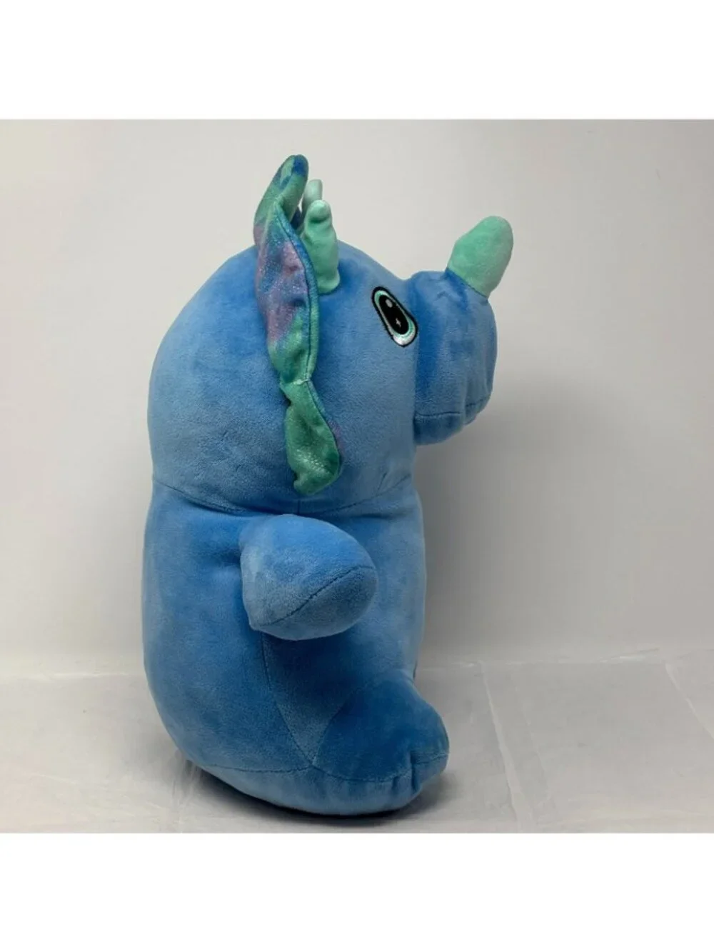 GREENBRIER Blue Triceratops Dinosaur Plush Green Sparkle